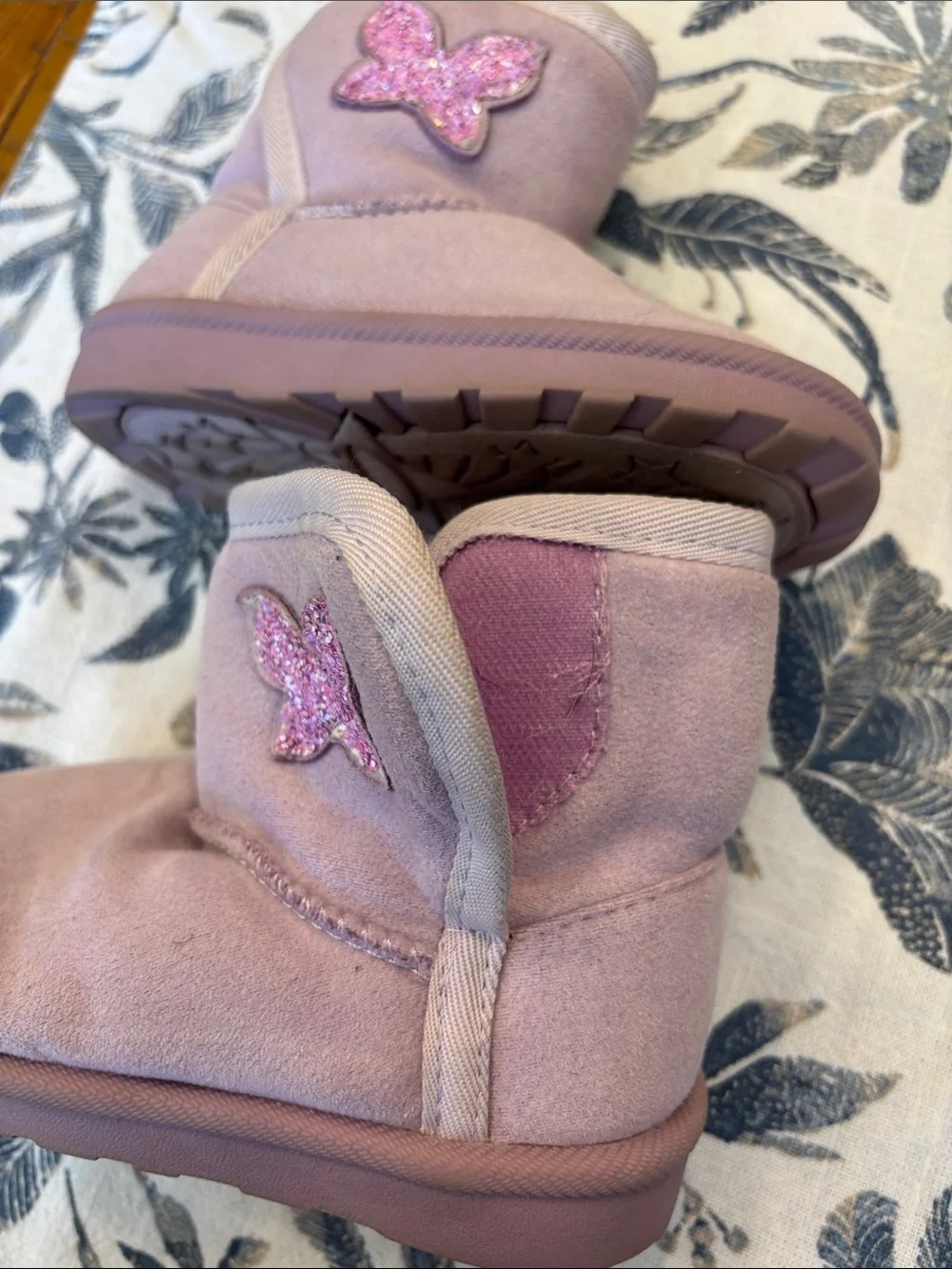jumping beans Purple Glitter Butterfly Cozy Kids Boots